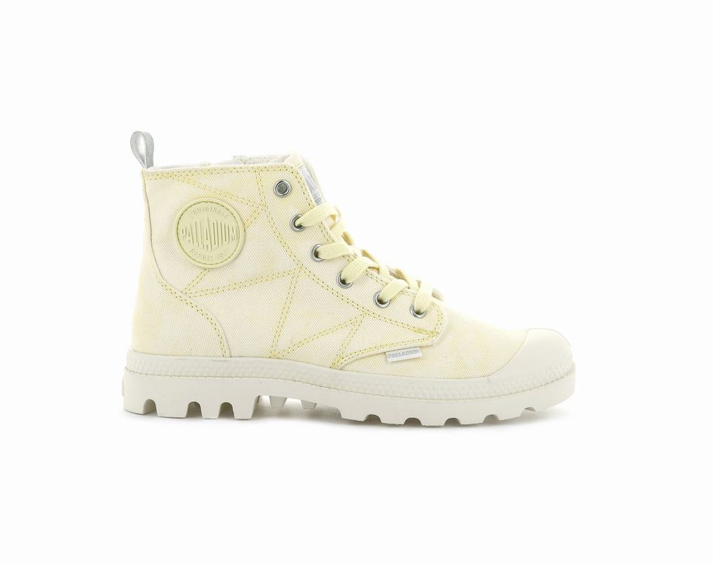 Palladium Pampa Zip Desertwash Women's Boots Yellow (ELAQ19635)